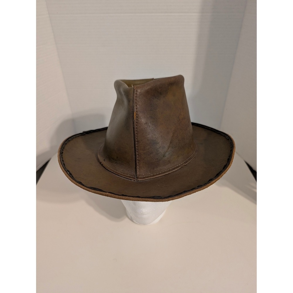 Skully by Hemschel St Louis Leather Hat Brown Mens Western Medium - Picture 2 of 8